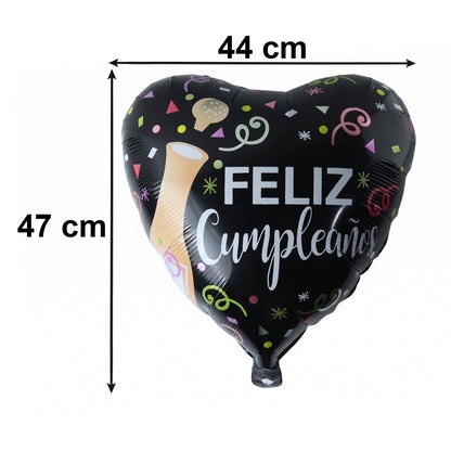 Festive black heart foil balloon for events