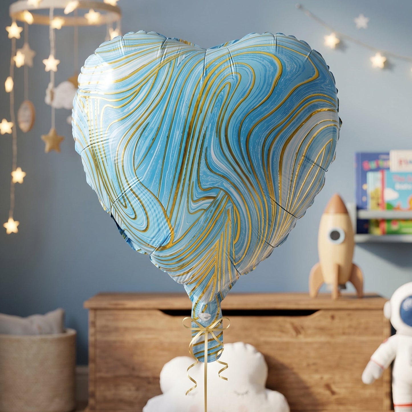 Blue heart foil balloon hanging for party decor