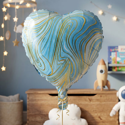 Blue heart foil balloon hanging for party decor