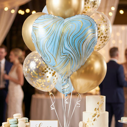 Heart foil balloon on cake table for celebrations