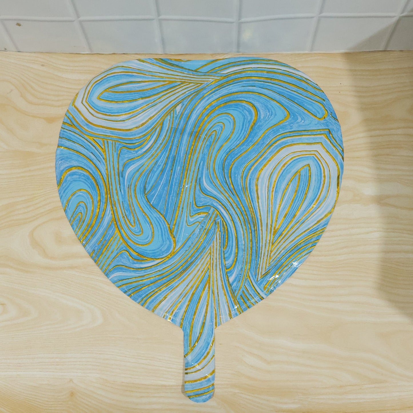 Decorative blue marble balloon for festive celebrations