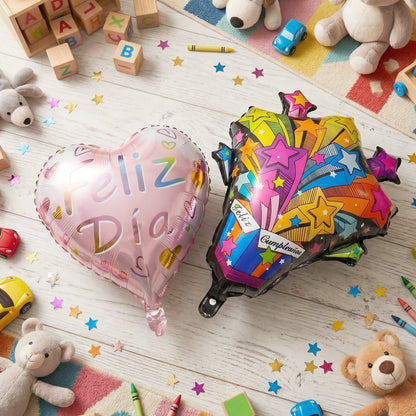 Party backdrop decoration with mix-design foil balloons