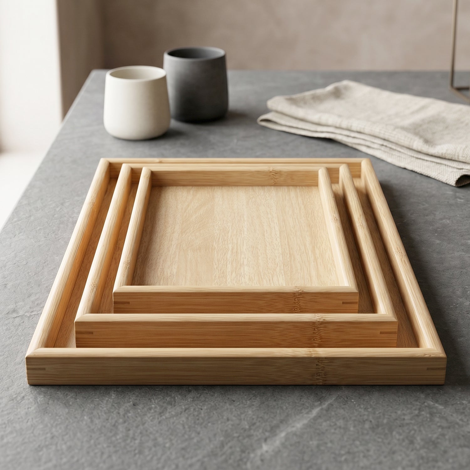 Kitchen snacks serving tray in wooden finish