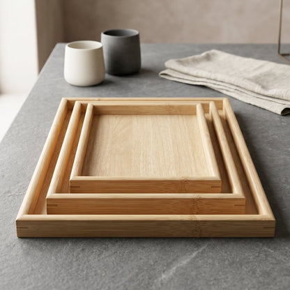 Kitchen snacks serving tray in wooden finish