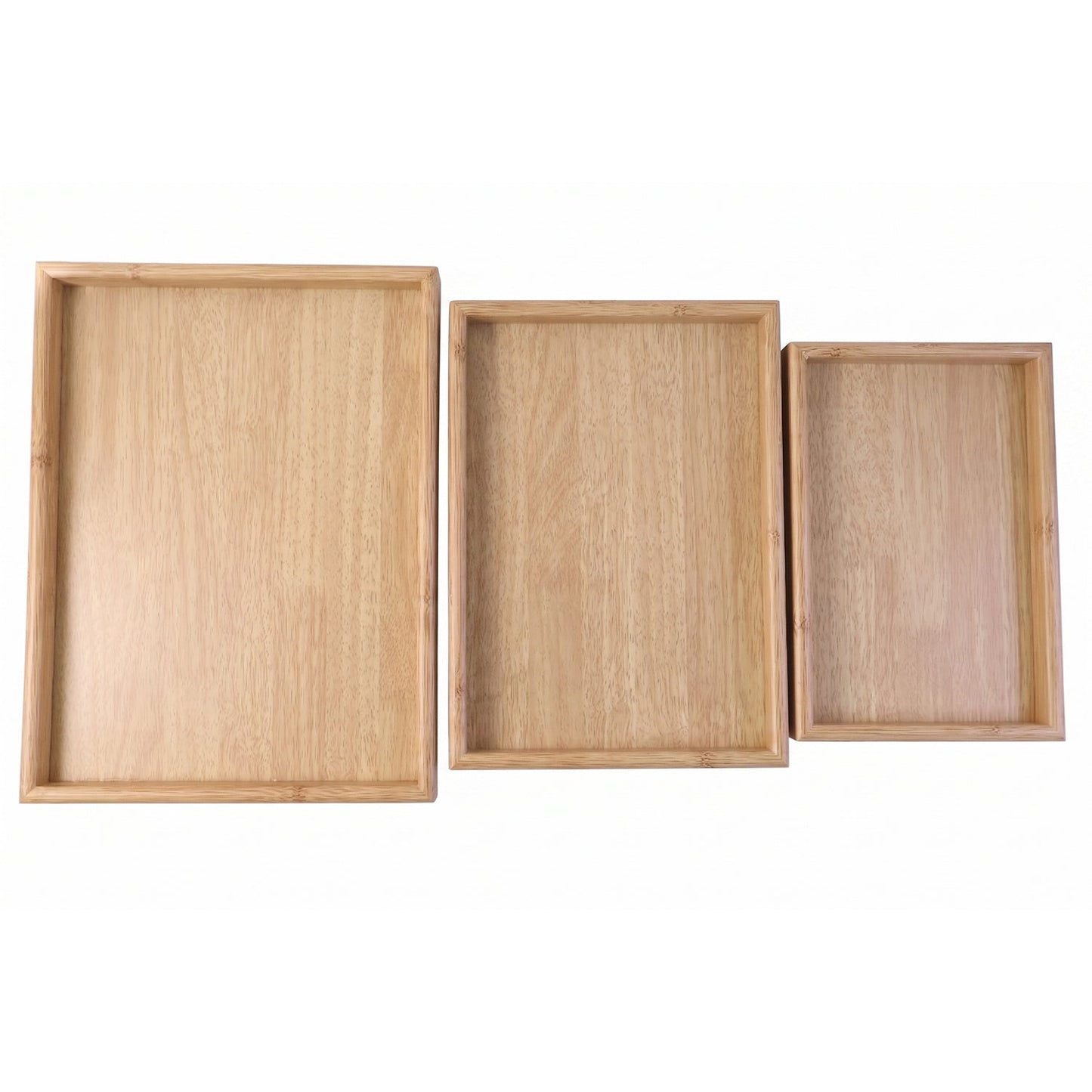 Three piece lightweight wooden serving tray set