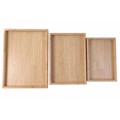 Three piece lightweight wooden serving tray set