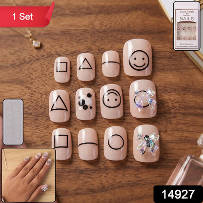 Pack of assorted reusable fake nails, ideal for quick home manicures.