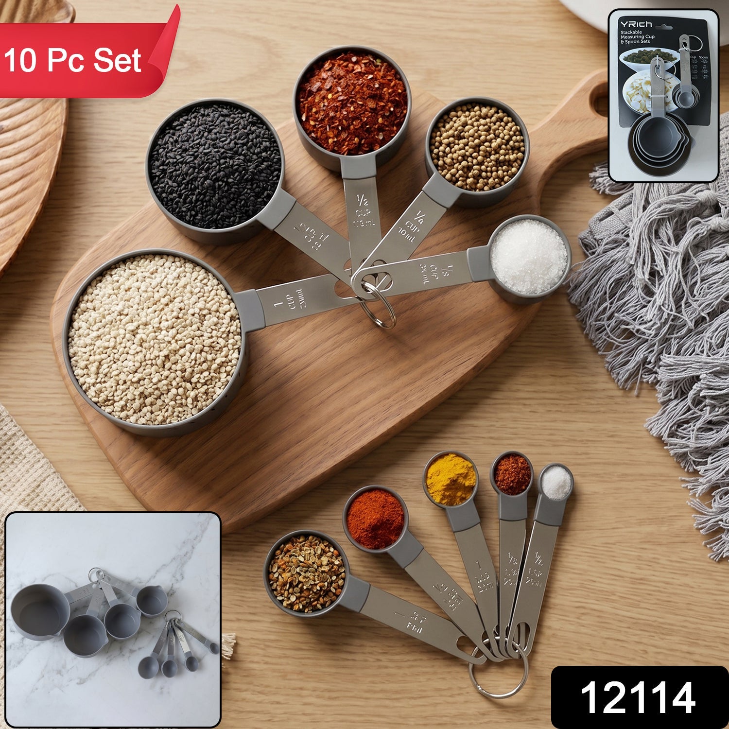 Measuring cups and spoons pack with assorted sizes