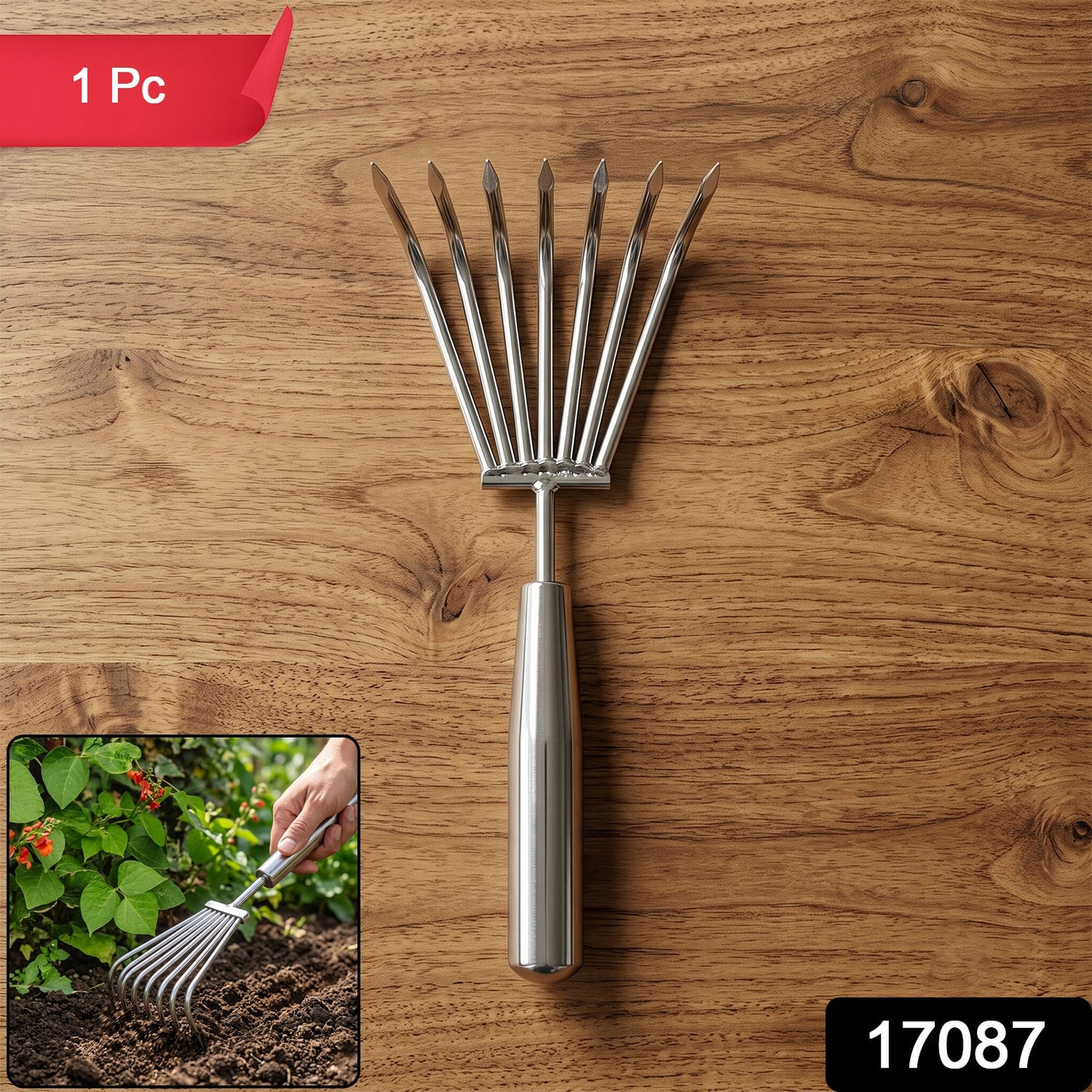 Garden hand rake pack showing durable steel construction