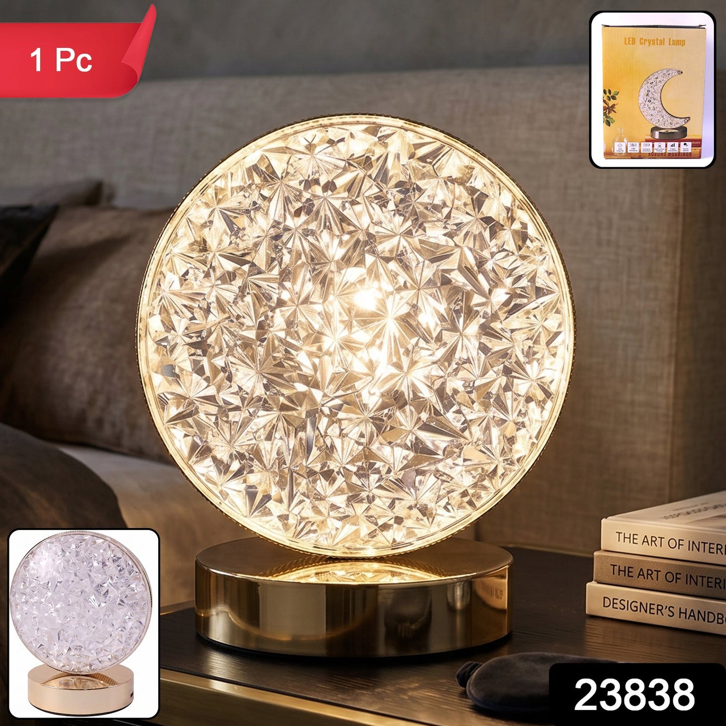 Set of crystal table lamps in attractive packaging
