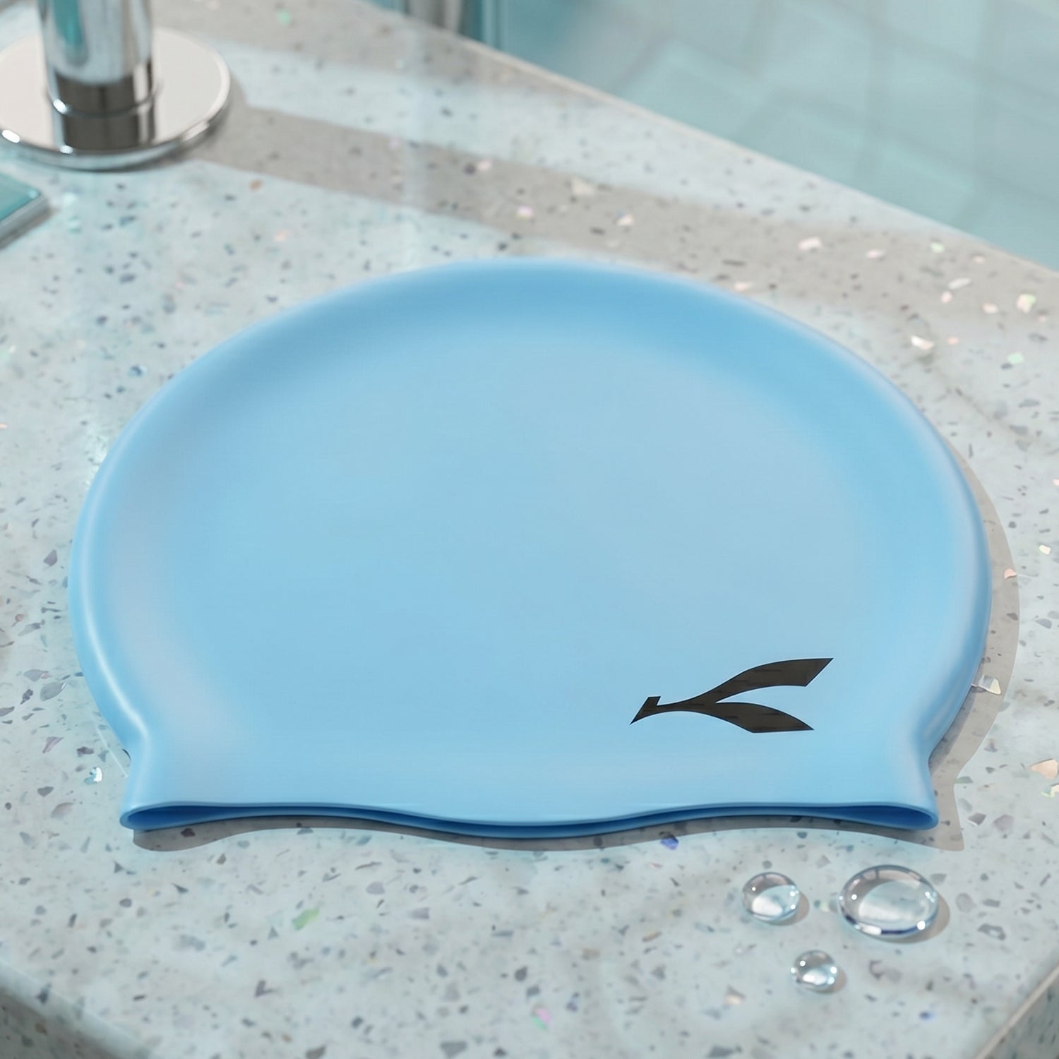Silicone swim cap in use, perfect for water activities