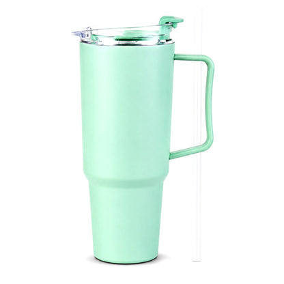 Mint green Toony travel tumbler on white background