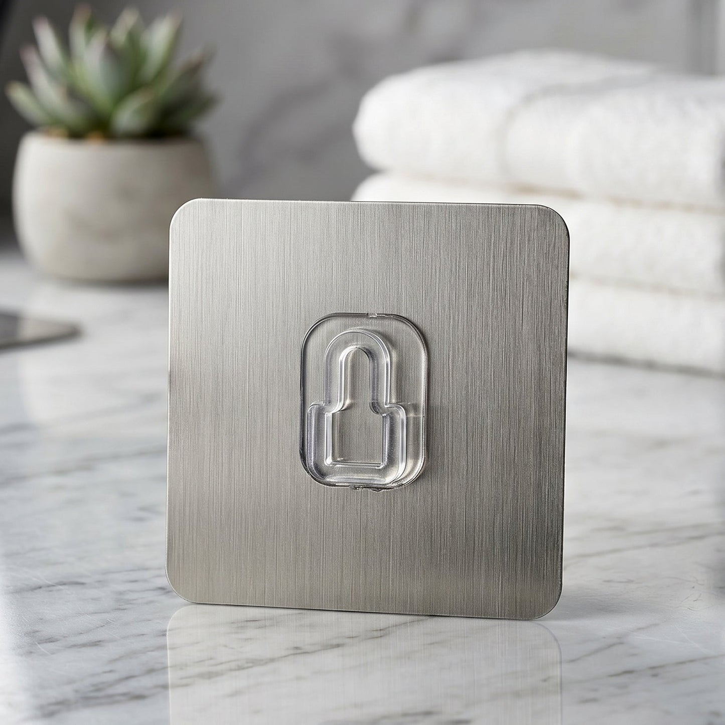 Plastic wall hook installed in bathroom for towels