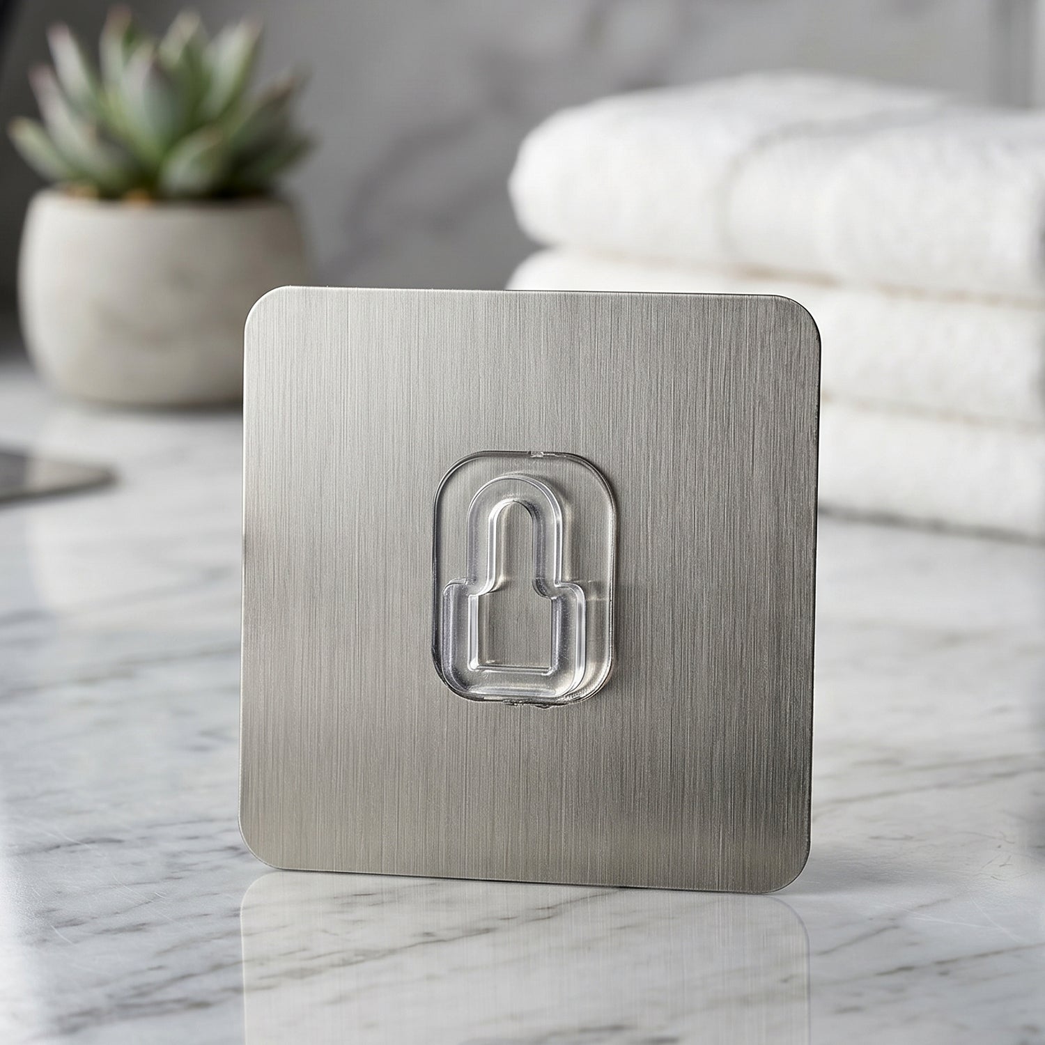 Plastic wall hook installed in bathroom for towels