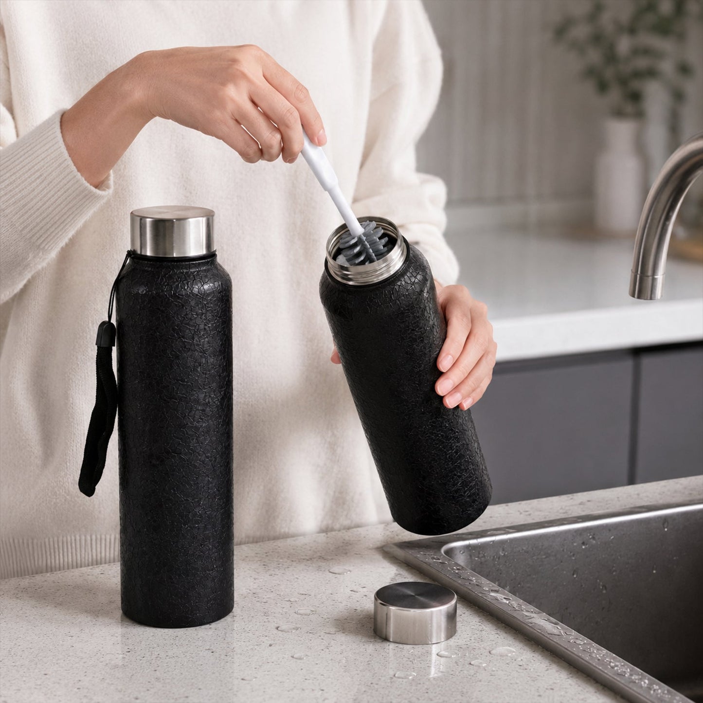 Dimensions guide for stainless steel water bottle
