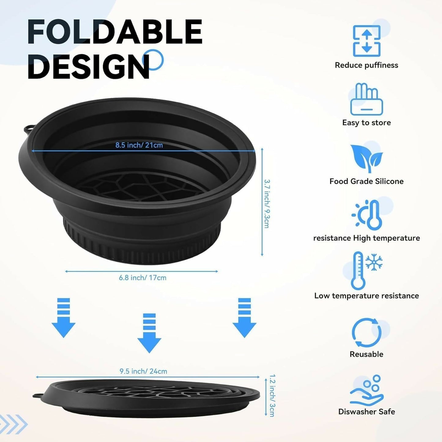 Specifications of  Silicone Face Ice Bowl showing dimensions